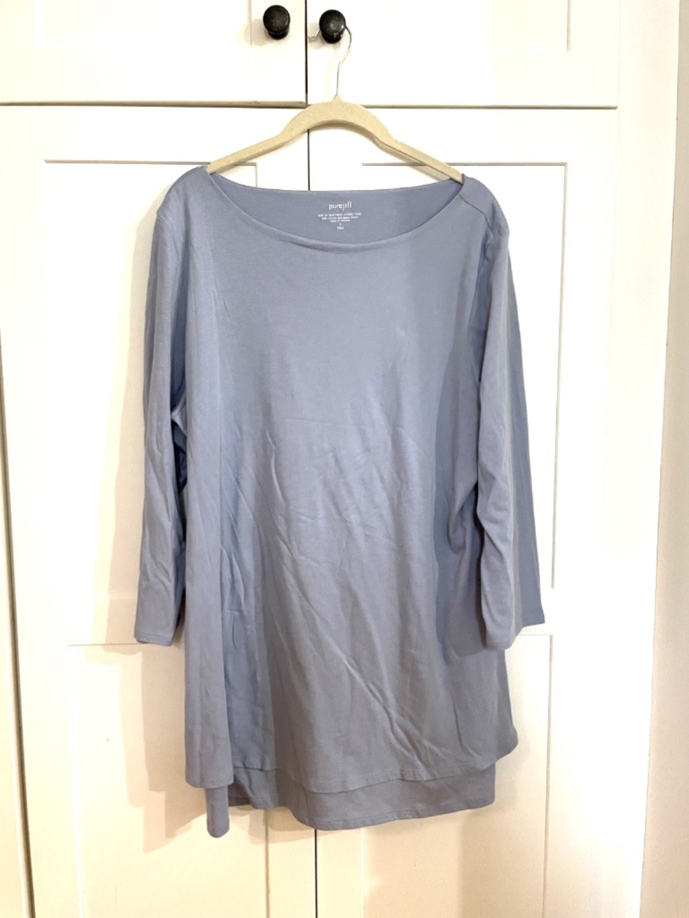 J.Jill purejill Boatneck Layered Periwinkle Blue Tunic Size Large Tall